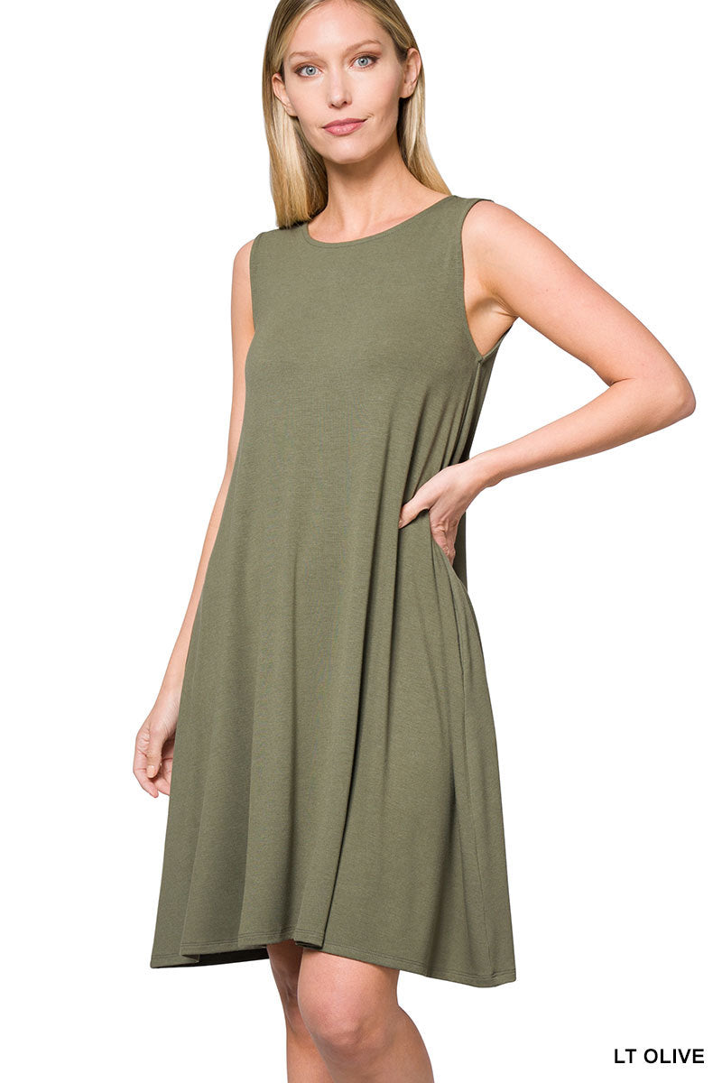sleeveless jersey swing dress Tencel Jersey Mini Swing Dress