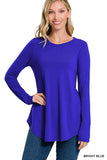 Zenana Women's Relaxed Fit Long Sleeve Round Neck & Hem Jersey Tee Shirt Top