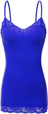 Women's and Juniors Adjustable Spaghetti Strap Lace Trim Long Cami Tank Top