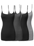 Plus Size Basic Solid Long Length Adjustable Spaghetti Strap Camisole Tank Top (XL-3XL)