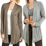 Women Classic Open Front Rayon Drape Lightweight Cardigan