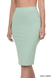 Plus Size Premium Cotton Basic Bodycon Knee Length Midi Office Pencil Skirt