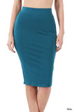 Women Premium Cotton Basic Bodycon Knee Length Midi Pencil Straight Skirt