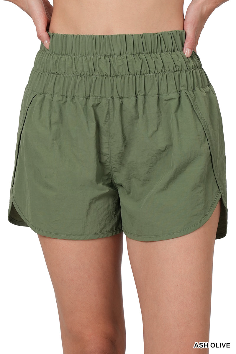 Biyan floral-print smocked-waist shorts - Green