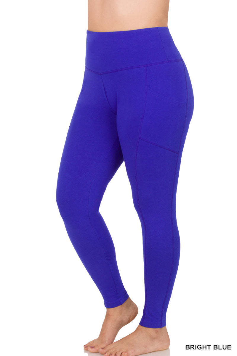 Women's Casual Stretch Active Wide Waistband Tight Leggings with Pockets