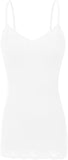 Women's and Juniors Adjustable Spaghetti Strap Lace Trim Long Cami Tank Top