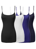 Womens & Juniors Basic Solid Long Length Adjustable Spaghetti Strap Camisole Tank Top (S-L)