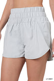 Zenana Women's Casual Windbreaker Smocked Waistband Running Active Gym Shorts w/Built-In Inner Brief