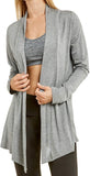 Women Classic Open Front Rayon Drape Lightweight Cardigan