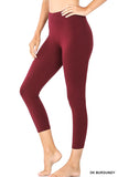 Women Plus Size Premium Cotton Mid-High Waist Capri Leggings