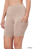 Zenana Plus Size Yoga Running Compression Exercise Exercise Biker Shorts with Side Pockets