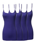 Plus Size Basic Solid Long Length Adjustable Spaghetti Strap Camisole Tank Top (XL-3XL)