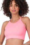 Plus Size Seamless Ribbed Knit Cropped Cami Active Fitness Workout Tank Top