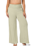 Zenana's Plus Smocked Wide Waistband Flared Bottom Casual Lounge Pants