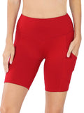 Zenana Plus Size Yoga Running Compression Exercise Exercise Biker Shorts with Side Pockets