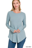Zenana Women's Relaxed Fit Long Sleeve Round Neck & Hem Jersey Tee Shirt Top