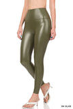 Zenana Women's High Rise Full Length Waist Band Faux Leather Tight Leggings