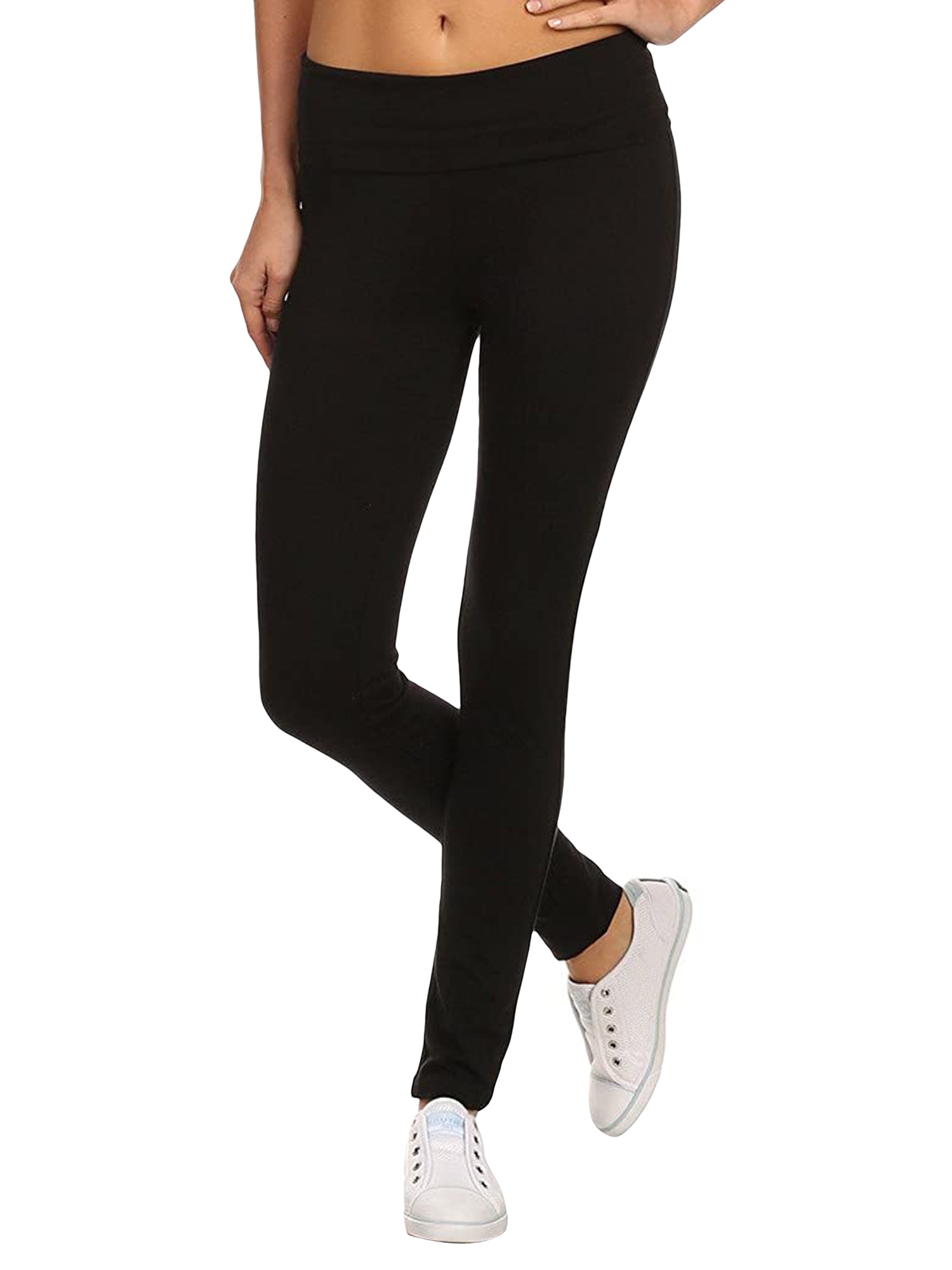 Women's Cotton Stretch Ankle Length Slim Fold-Over Tight Leggings