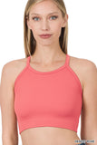 Plus Size Seamless Ribbed Knit Cropped Cami Active Fitness Workout Tank Top