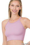 Plus Size Seamless Ribbed Knit Cropped Cami Active Fitness Workout Tank Top