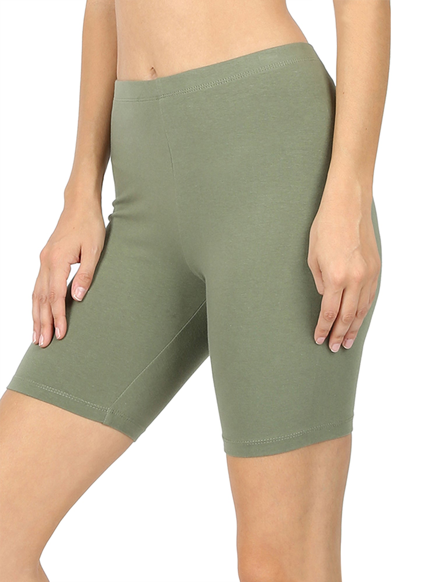 Plus Size Premium Cotton Mid Thigh Length Biker Shorts (1X-3X)