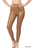 Zenana Women's High Rise Full Length Waist Band Faux Leather Tight Leggings