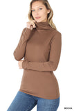 Plus Size Microfiber Mockneck Turtleneck Long Sleeve Lightweight Tee Shirt Top