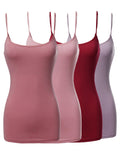 Plus Size Basic Solid Long Length Adjustable Spaghetti Strap Camisole Tank Top (XL-3XL)