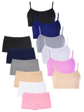 6 Packs of Sofra Girls Seamless Sports Boyshorts Panty and Training Bra Sets