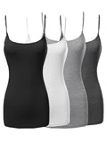 Womens & Juniors Basic Solid Long Length Adjustable Spaghetti Strap Camisole Tank Top (S-L)