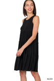 Women Sleeveless Ruffle Tiered Knee Length Swing Dress