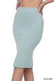 Plus Size Premium Cotton Basic Bodycon Knee Length Midi Office Pencil Skirt