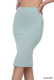 Women Premium Cotton Basic Bodycon Knee Length Midi Pencil Straight Skirt