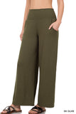 Zenana's Plus Smocked Wide Waistband Flared Bottom Casual Lounge Pants