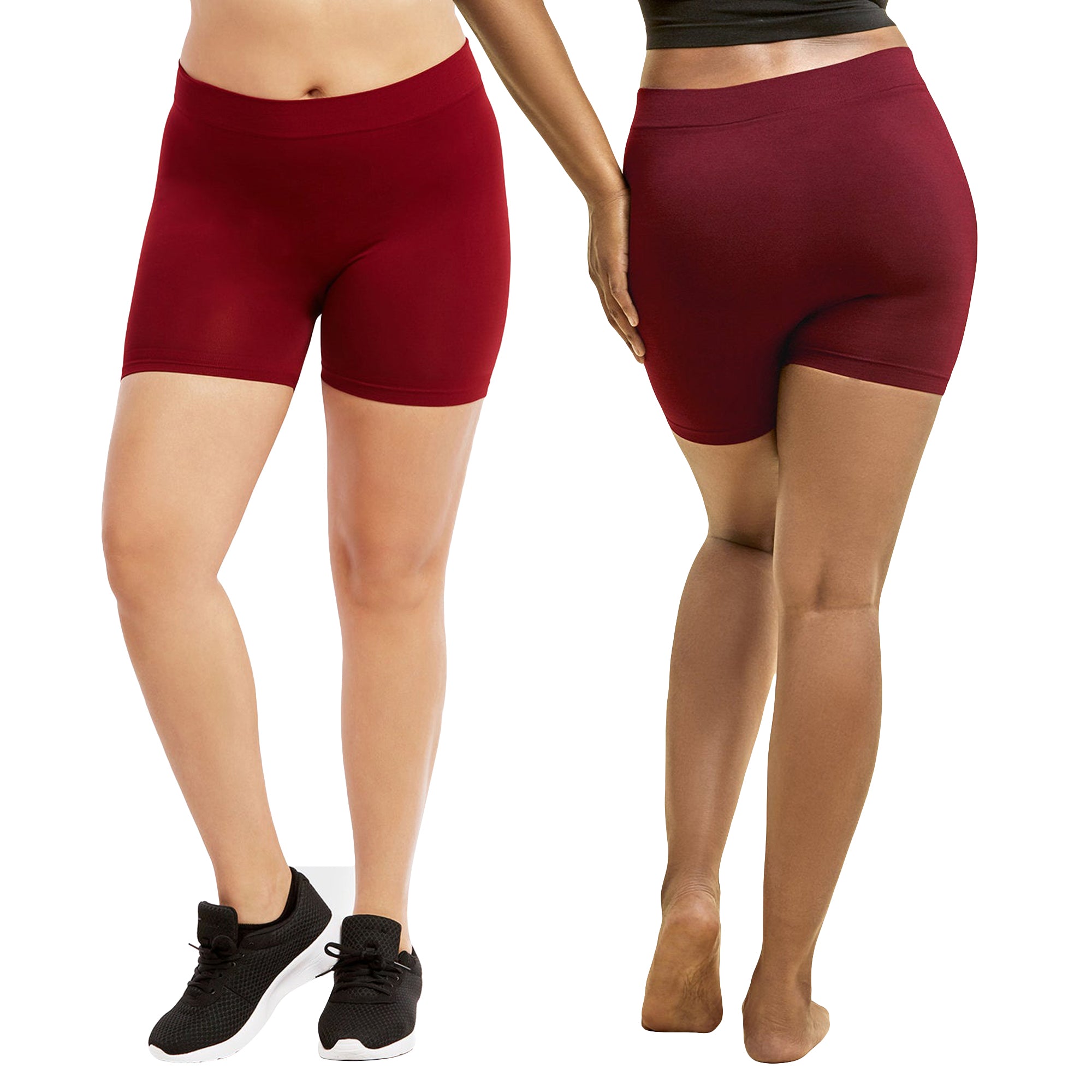 Plus Size Women s Ribbed Waistband 12 Biker Workout Running Seamless TheLovely