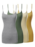 Womens & Juniors Basic Solid Long Length Adjustable Spaghetti Strap Camisole Tank Top (S-L)