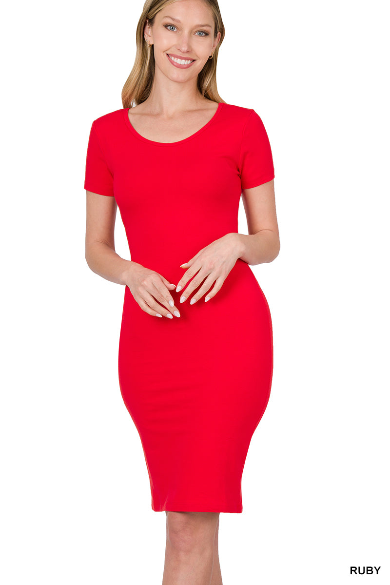 Zenana Women's Short Sleeve Cotton T-Shirt Knee Length Bodycon Midi Dress - ASH MOCHA / S Zenana Women's Short Sleeve Cotton T-Shirt Knee Length Bodycon Midi Dress - ASH MOCHA / S