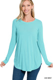 Zenana Women's Relaxed Fit Long Sleeve Round Neck & Hem Jersey Tee Shirt Top