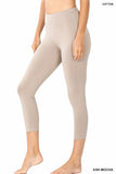 Women Plus Size Premium Cotton Mid-High Waist Capri Leggings