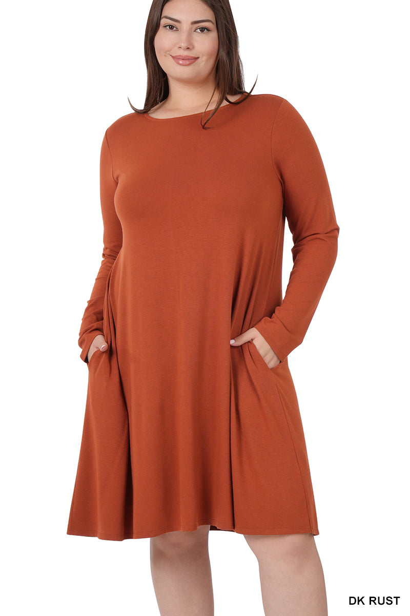 Womens long sleeve clearance swing dress
