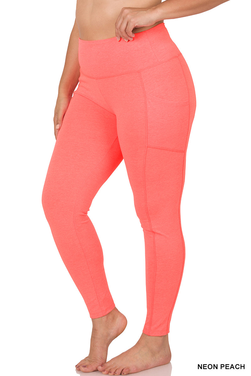 Plus Size Casual Stretch Active Wide Waistband Tight Leggings with Pockets
