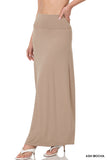 Plus Size Basic Relaxed Foldable High Waist Draped Maxi Skirts