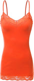 Women's and Juniors Adjustable Spaghetti Strap Lace Trim Long Cami Tank Top