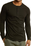Knocker Men's Long Sleeve 3-Button Classic Athletic Henley Tee Shirts Top (S-3XL)