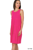 Women Sleeveless Ruffle Tiered Knee Length Swing Dress
