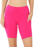 Zenana Plus Size Yoga Running Compression Exercise Exercise Biker Shorts with Side Pockets