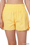 Zenana Plus Size Casual Windbreaker Smocked Waistband Running Active Gym Shorts w/Built-In Inner Brief