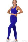 Women's Athletic Racerback Cropped Tank Tops & Leggings Workout Activewear Set