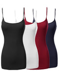 Plus Size Basic Solid Long Length Adjustable Spaghetti Strap Camisole Tank Top (XL-3XL)