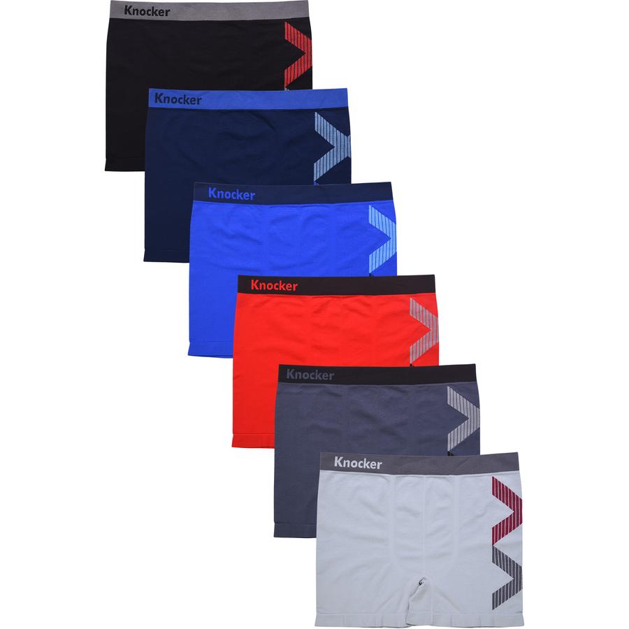 Men Seamless Athletic Spandex Compression 6 Packs Boxer Brief Underwear